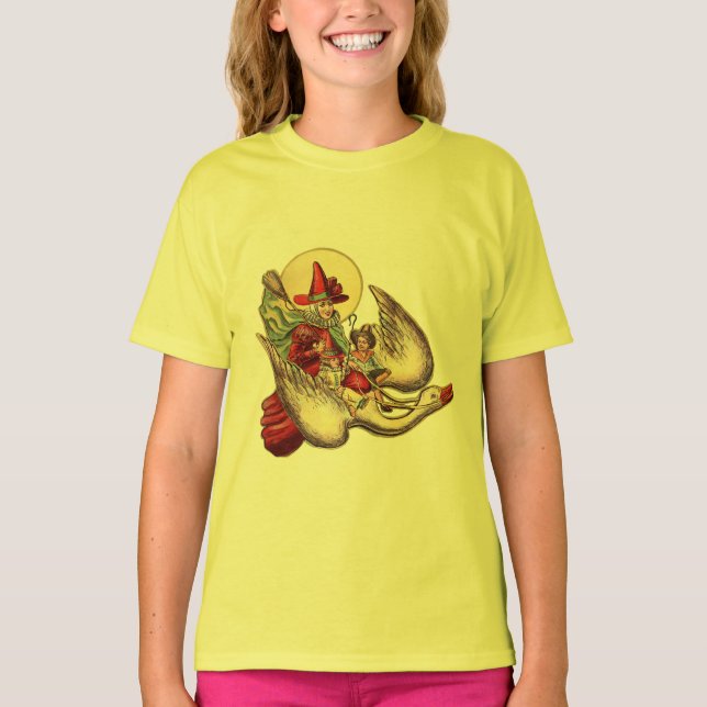 Mother Goose Child Antique Illustration T-Shirt (Front)