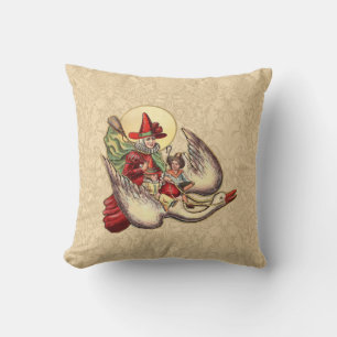Mother Goose Child Antique Illustration Throw Pillow