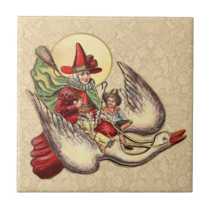 Mother Goose Child Antique Illustration Tile