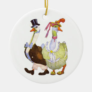 Mother Goose & Father Gander Ceramic Ornament