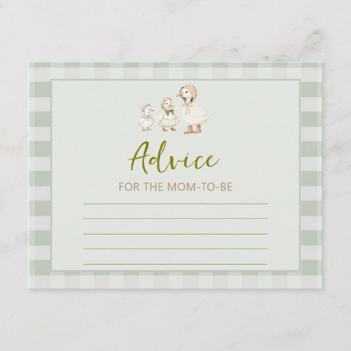 Mother Goose Gosling Baby Shower Advice For Mommy Enclosure Card