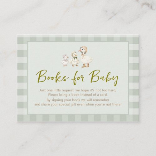 Mother Goose Gosling Baby Shower Books For Baby Enclosure Card