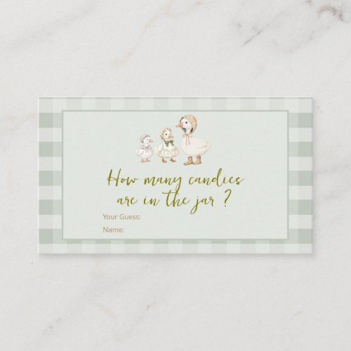 Mother Goose Gosling Baby Shower How Many Candies Enclosure Card