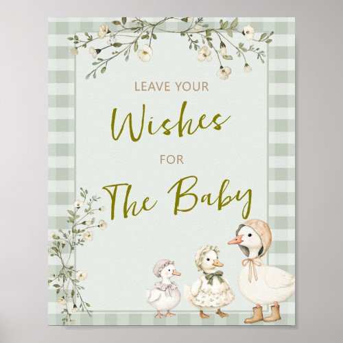 Mother Goose Gosling Baby Shower Leave Your Wishes Poster