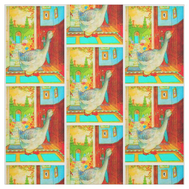 Mother Goose in the House Nursery Rhyme Fabric (Swatch)