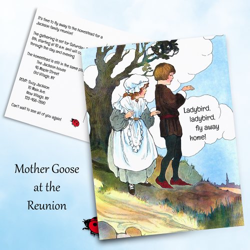 Mother Goose _ Ladybird Fly Away to a Reunion Postcard