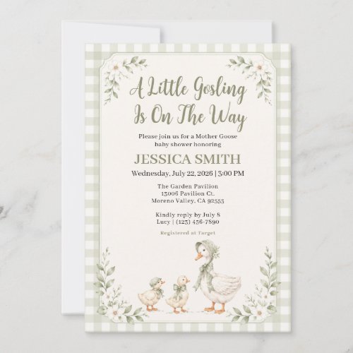 Mother Goose Little Gosling Baby Shower Invitation
