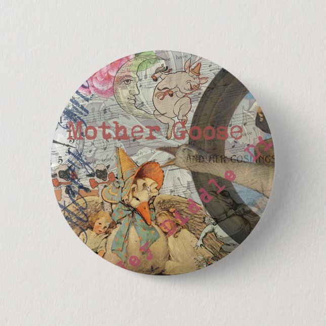Mother Goose Nursery Rhyme Fairy Tale Button (Front)