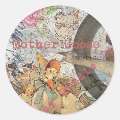Mother Goose Nursery Rhyme Fairy Tale Classic Round Sticker
