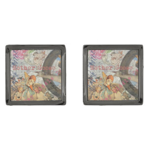 Mother Goose Nursery Rhyme Fairy Tale Gunmetal Finish Cufflinks