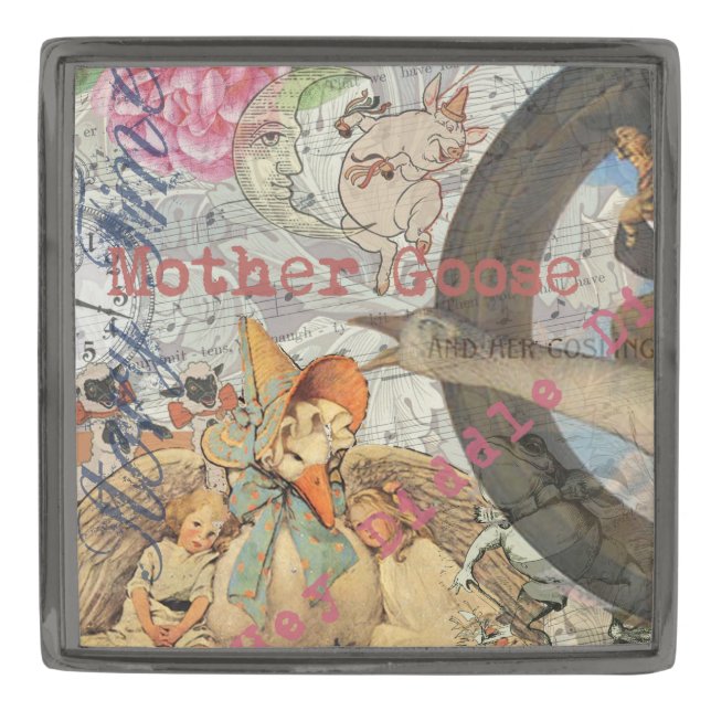 Mother Goose Nursery Rhyme Fairy Tale Gunmetal Finish Lapel Pin (Front)