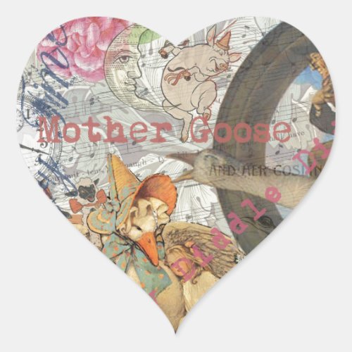 Mother Goose Nursery Rhyme Fairy Tale Heart Sticker