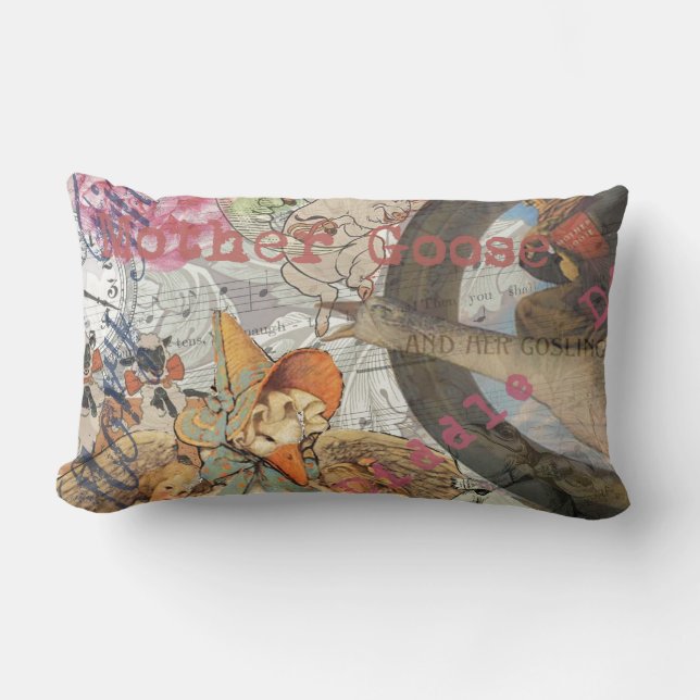 Mother Goose Nursery Rhyme Fairy Tale Lumbar Pillow (Front)