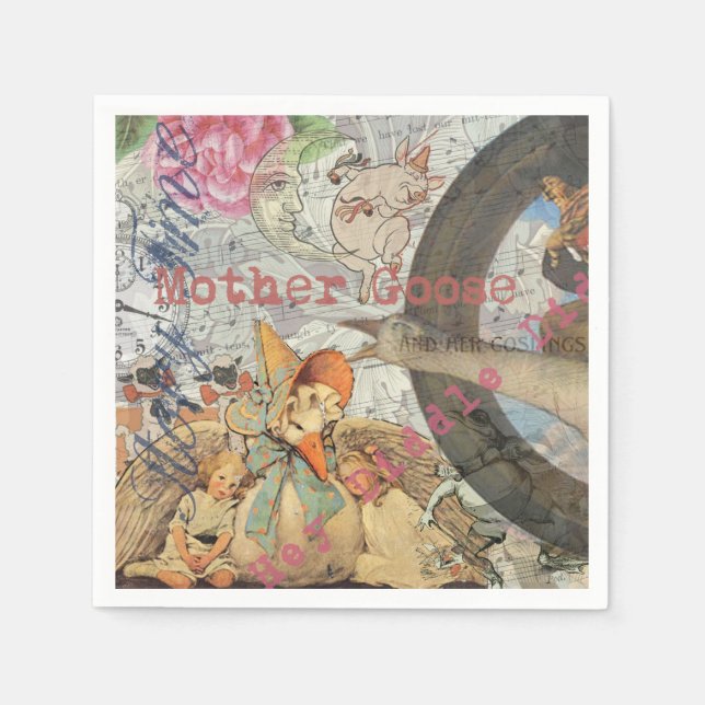 Mother Goose Nursery Rhyme Fairy Tale Napkins (Front)