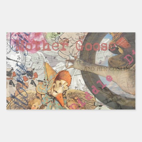 Mother Goose Nursery Rhyme Fairy Tale Rectangular Sticker