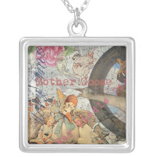 Mother Goose Nursery Rhyme Fairy Tale Silver Plated Necklace