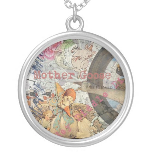 Mother Goose Nursery Rhyme Fairy Tale Silver Plated Necklace