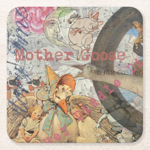 Mother Goose Nursery Rhyme Fairy Tale Square Paper Coaster