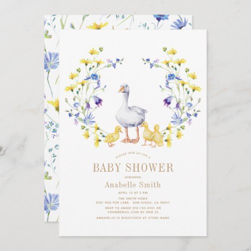 Mother Goose Nursery Rhyme Floral Girl Baby Shower Invitation