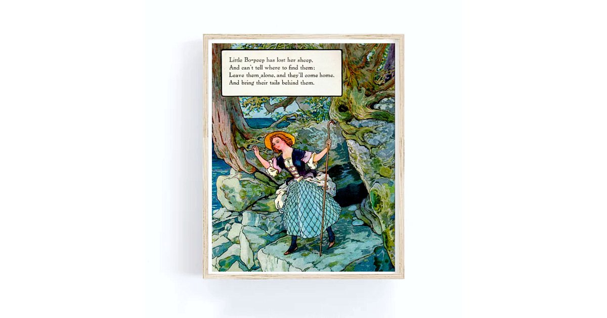 Mother Goose Nursery Rhyme Little Bo Peep Nursery Poster | Zazzle