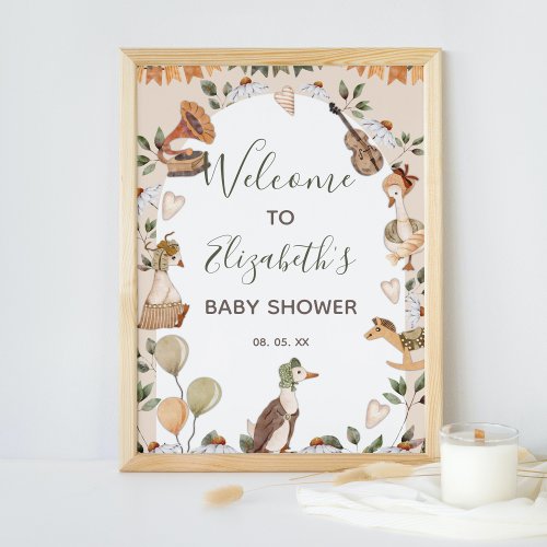 Mother Goose Nursery Rhymes Baby Shower Welcome Poster