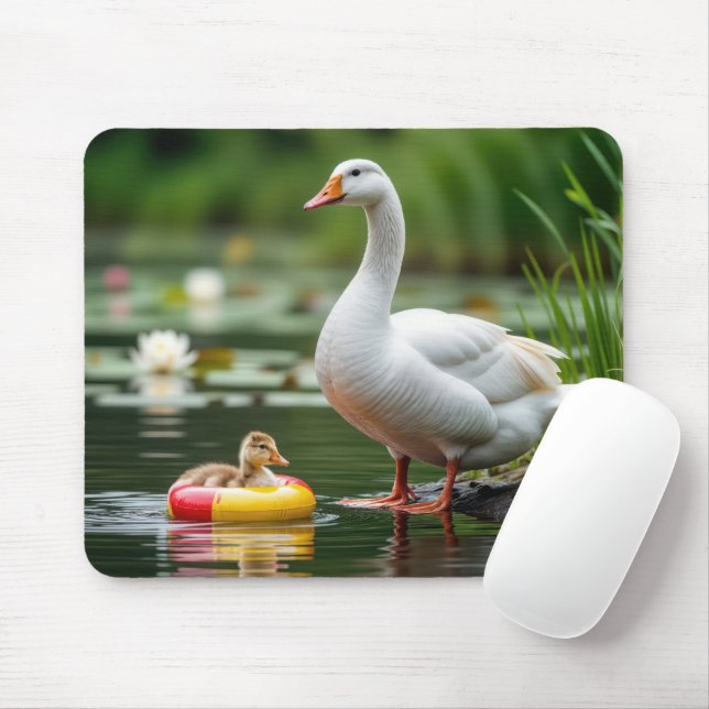 Mother Goose With Baby Gosling Mouse Pad (With Mouse)