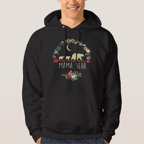 Mother Grandma Mama Bear with 2 Cubs Floral320 Mom Hoodie