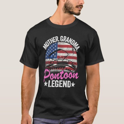 Mother Grandma Pontoon Legend Us American Flag Pon T_Shirt