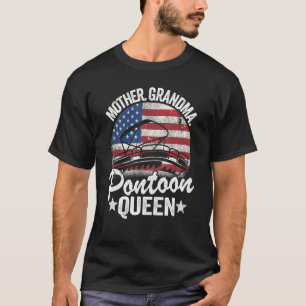 Mother Grandma Pontoon Queen Mom American Flag Wom T-Shirt