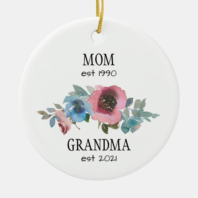 mother grandmother to be pregnancy announcement ceramic ornament (Front)
