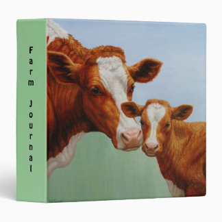 Mother Guernsey Cow and Cute Calf 3 Ring Binder