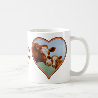Mother Guernsey Cow and Cute Calf Coffee Mug