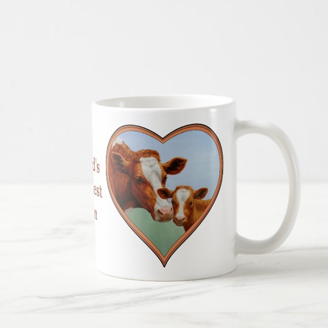 Mother Guernsey Cow and Cute Calf Coffee Mug (Right)