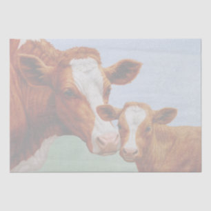 Mother Guernsey Cow and Cute Calf Tissue Paper