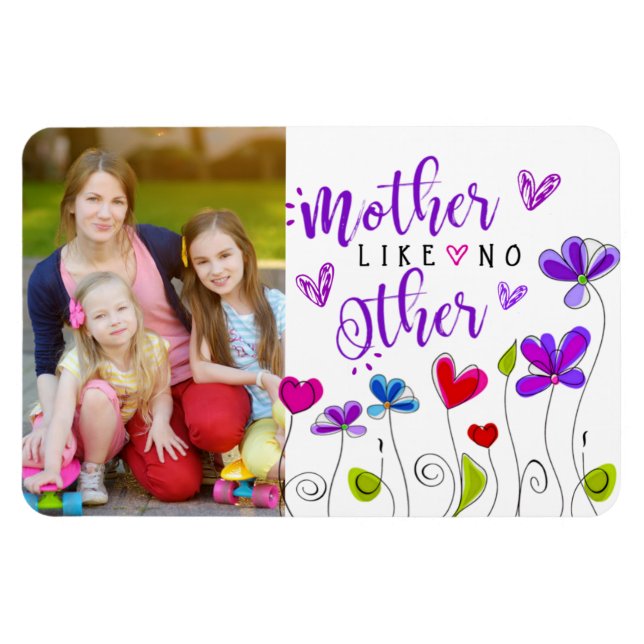 Mother Hand Drawn Flowers Hearts Saying Magnet (Horizontal)