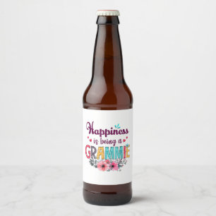 Mother Happiness Is Being A Grammie Ever Birthday Beer Bottle Label