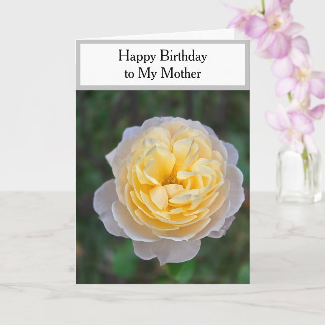 Mother Happy Birthday Yellow Rose Card (Orchid)