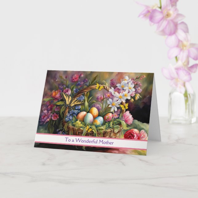 Mother Happy Easter Beautiful Easter Basket  Card (Orchid)