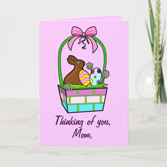 Mother Happy Easter Eggs, Bunny and Bow Holiday Card (Front)