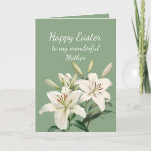 Mother Happy Easter White Easter Lily Flowers  Holiday Card