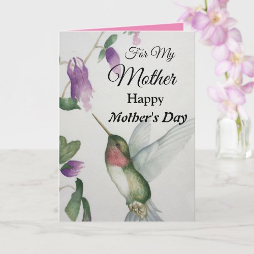 Mother Happy Mothers Day Pretty Hummingbird Card
