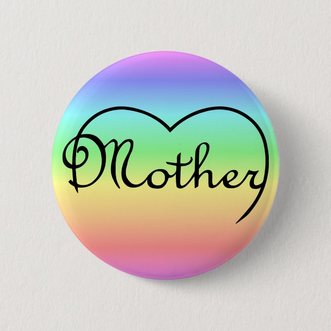 mother heart rainbow button (Front)
