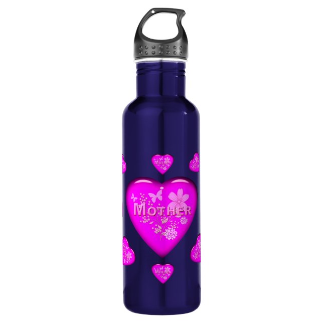 Mother' Heart  Stainless Steel Water Bottle (Front)