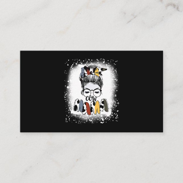 Mother Heifer Farmer Mom Cow Messy Bun Hair Bandan Business Card (Front)