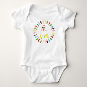 MOTHER HEN AND BABY CHICKS BABY BODYSUIT