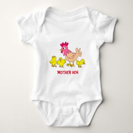 Mother Hen and Chickens  Baby Bodysuit