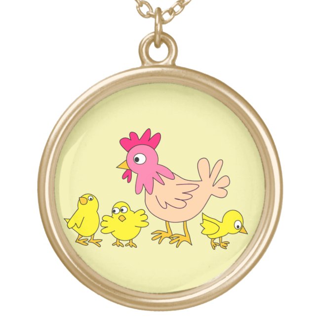 Mother Hen and Chickens Necklace