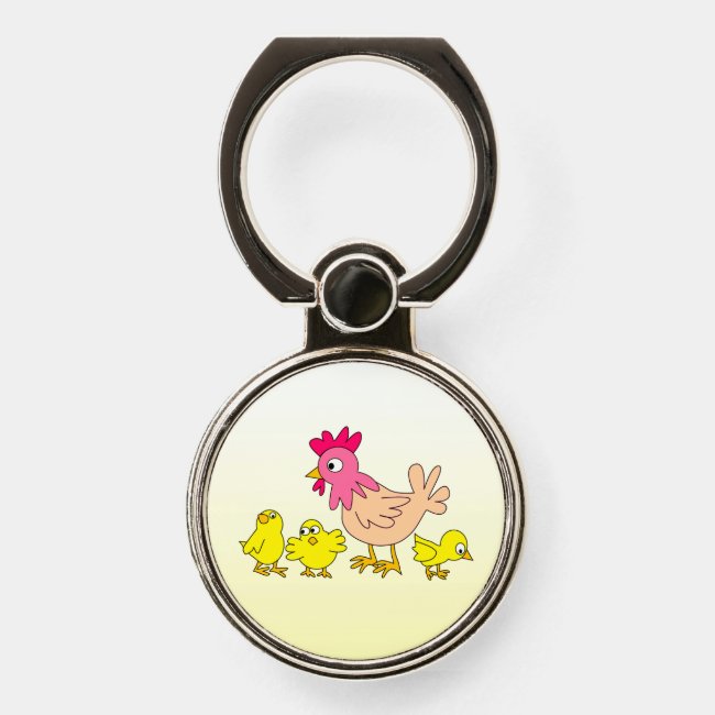 Mother Hen and Chickens Phone Ring Holder