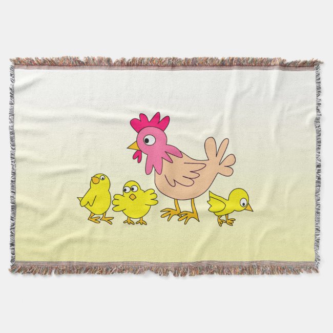 Mother Hen and Chickens Throw Blanket