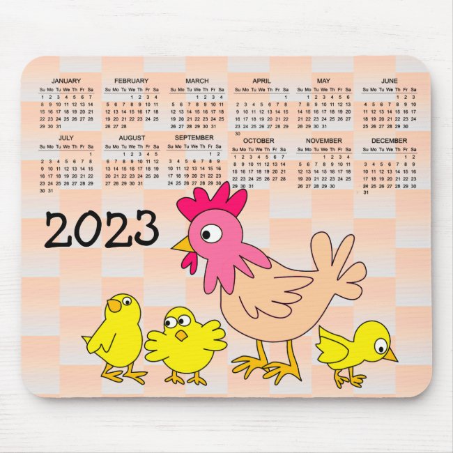 Mother Hen and Chicks 2023 Calendar Mousepad